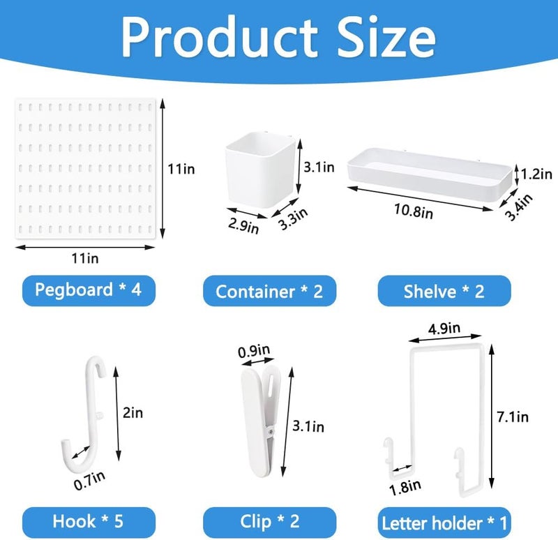 Dobures 15pcs Pegboard Sets, Peg Board, Pegboard Wall Organizer, Storage System for Workbench, Shop, Shed Modular Peg Board Organizer Board Kit - Image 5